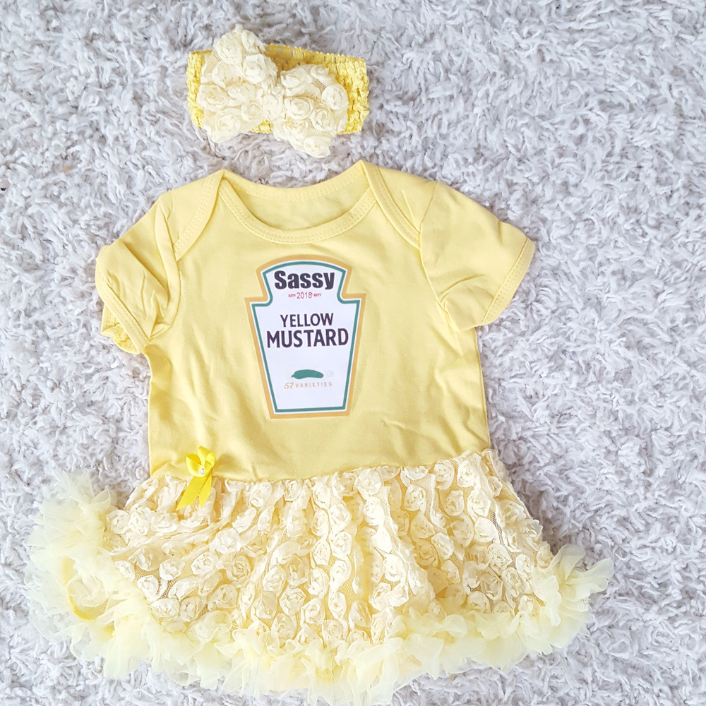 Baby Girl Halloween Mustard Costume Tutu Dress - - Picture 1 of 4